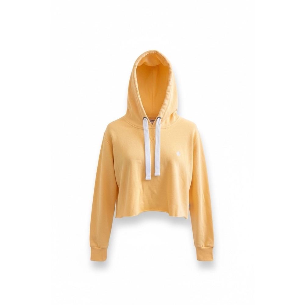 Element Cropped Hoodie Yellow XS Women's Pullover Sweatshirt Surf Skate - Picture 1 of 7